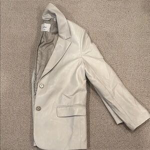 Aritzia Wilfred Cream Vegan Leather Blazer